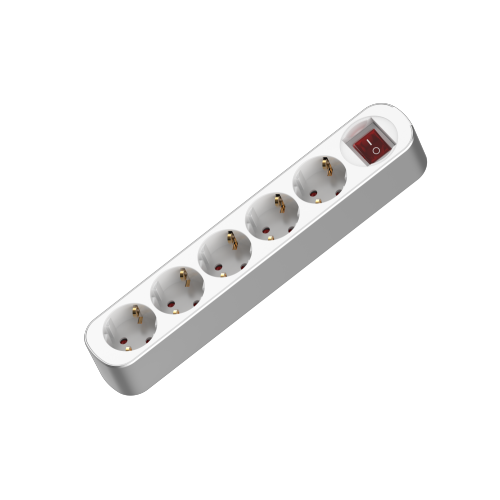 5 Way German Power Extension Strip ที่ไม่มีสวิตช์